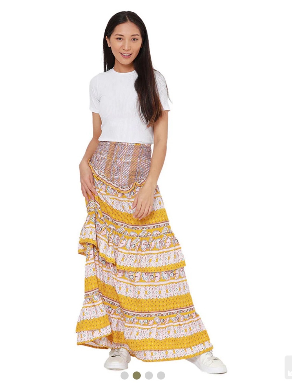 Myra Bag Yellow Floral Tiered Maxi Skirt